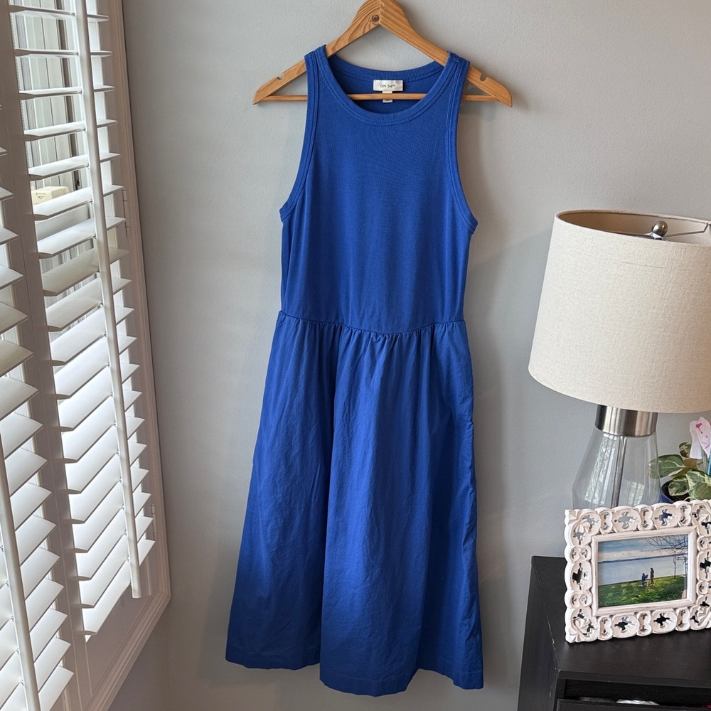 On 34th Round Neck Ribbed‎ Midi Dress